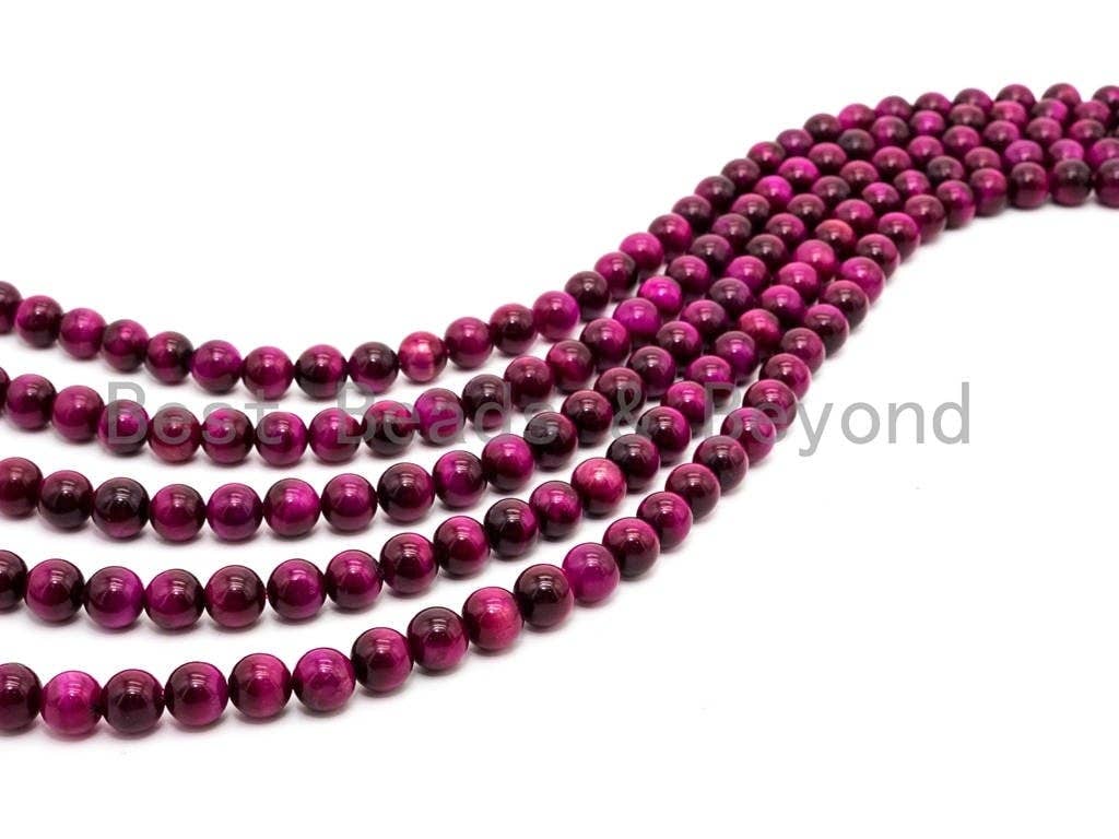 High Quality Natural Fuchsia Tiger Eye Round  Beads,4mm/6mm/8mm/10mm/12mm/14mm Round, Fuchsia Tiger Eye, 15.5'' Full strand, SKU#U65