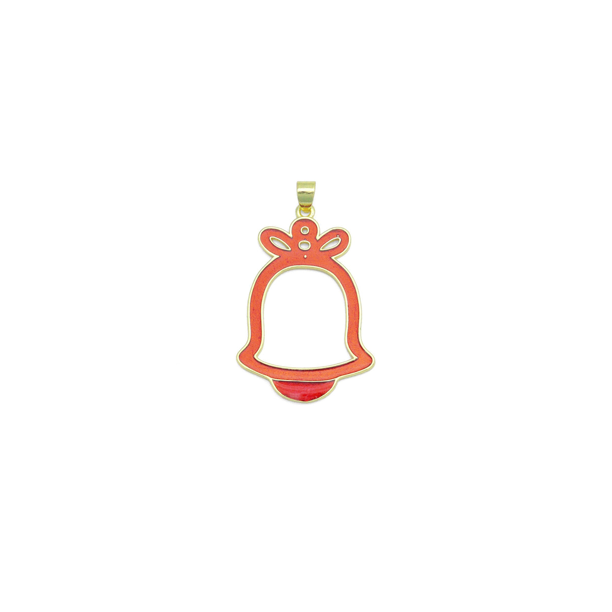 Red Enamel Gold Christmas Bell Charm Pendant,Sku#LK1208