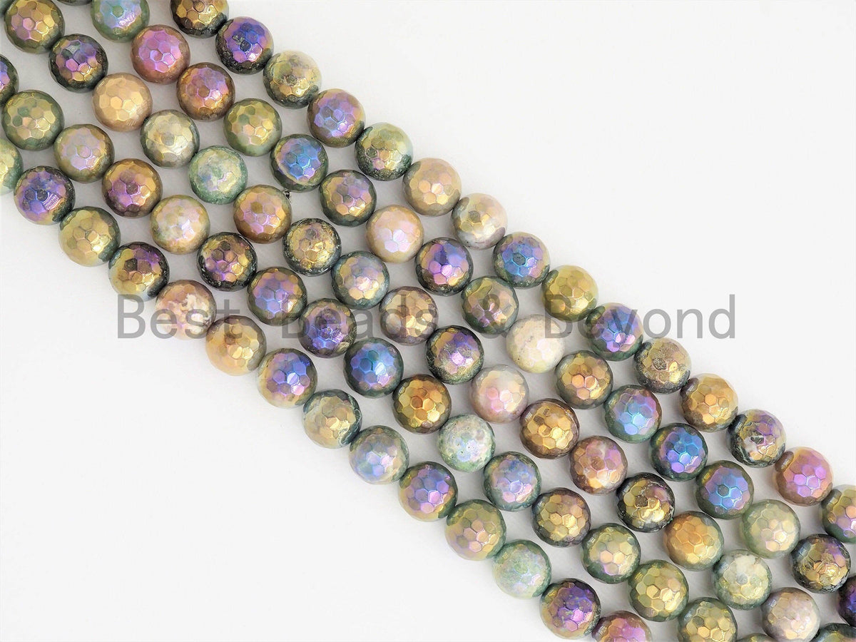 Mystic Plated Faceted Indian Agate Beads, SKU#U426
