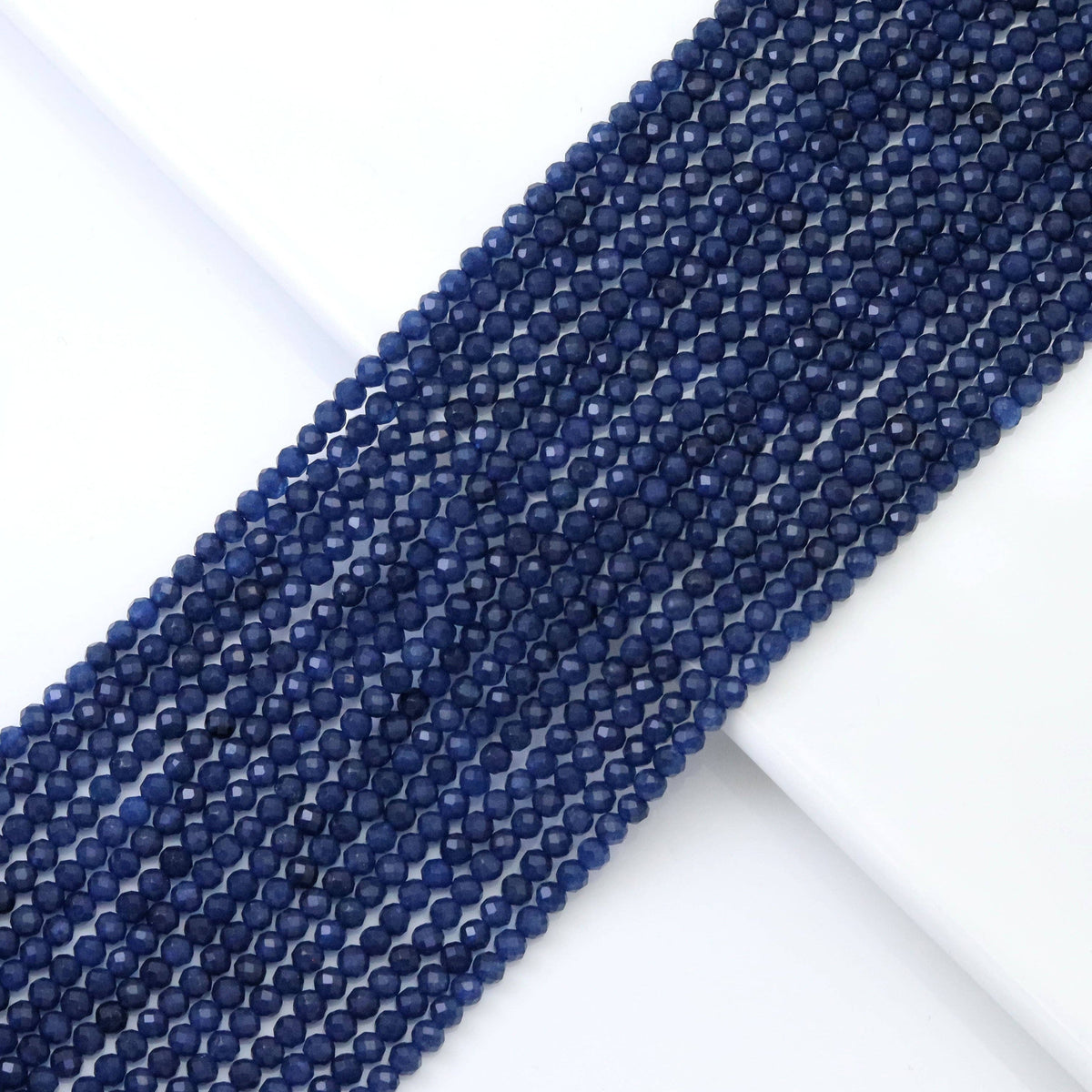 Fine Cut Sapphire Jade Round Faceted Beads, Sku#U1788