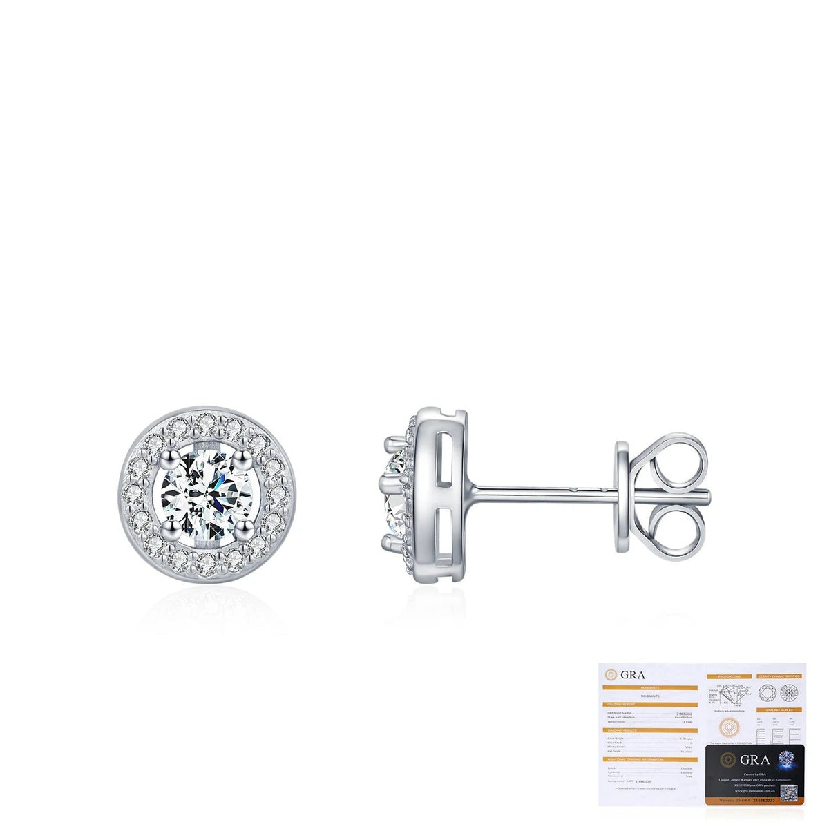 Round D-Color VVS1 Moissanite Stud Earrings in Sterling Silver – Minimalist Luxury Everyday Jewelry