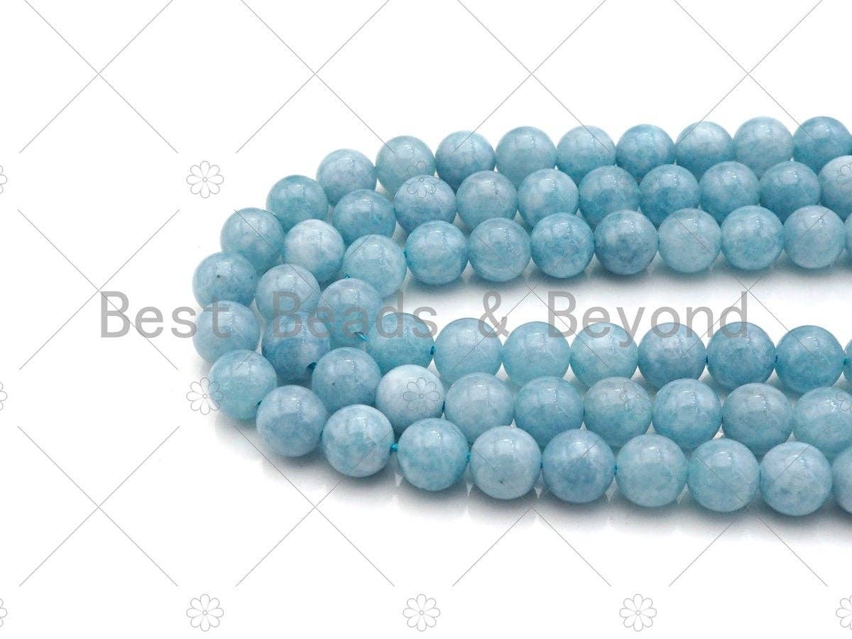Natrual Amazonite/Aquamarine Jade, 6mm/8mm/10mm Round Smooth Jade, Dyed Jade, 15.5'' Full Strand, Sku#U999
