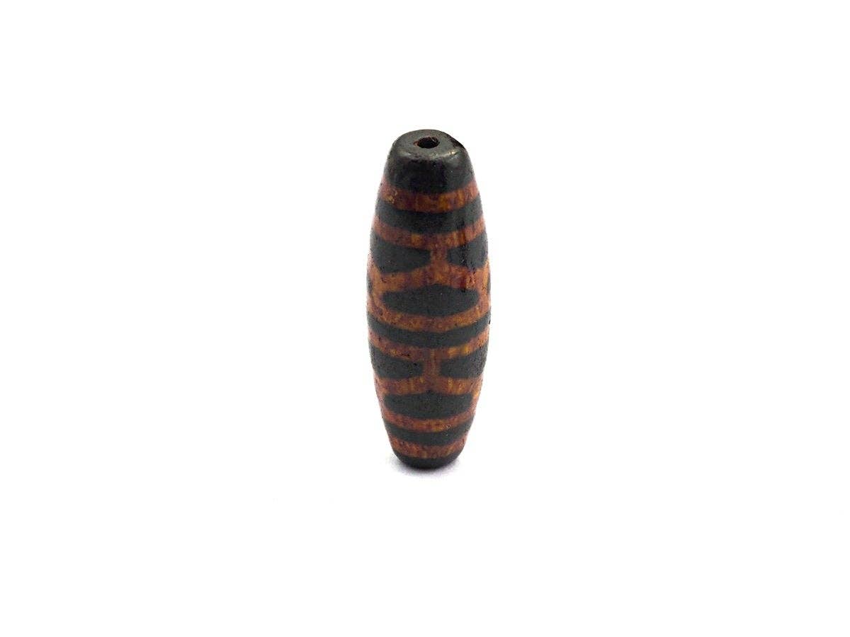 Natural Tibetan Agate Long Oval Shape Beads, Black Brown Dzi beads, Barrel Agate Beads, 10x30mm, sku#U564