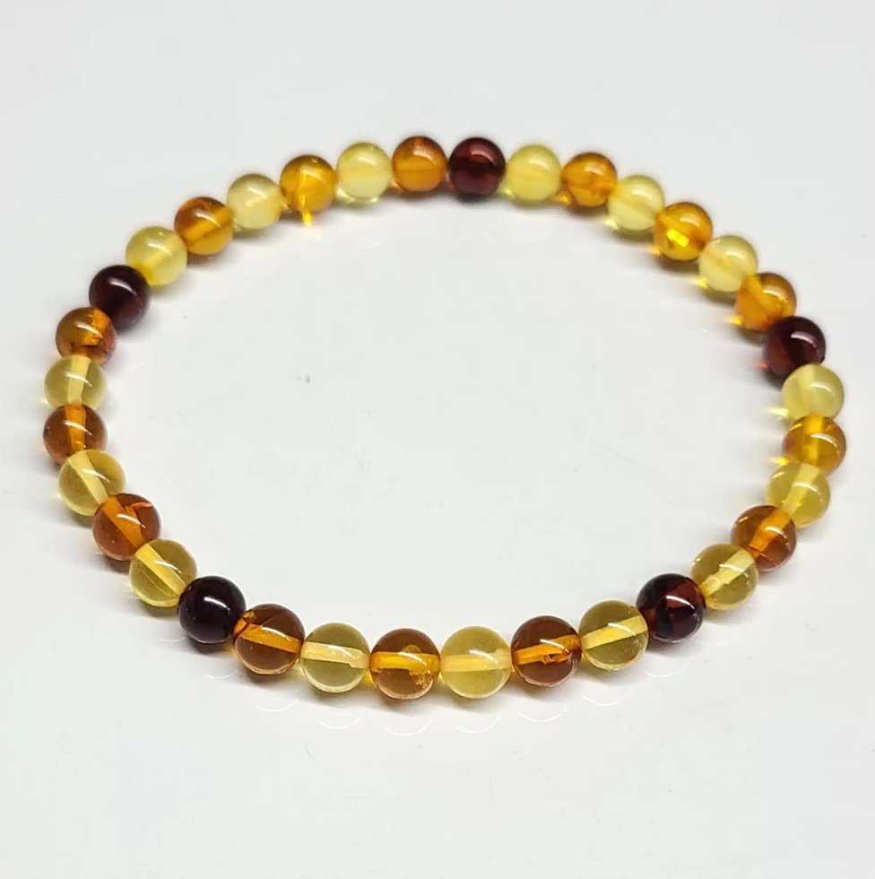 Amber Round Bead Bracelet 6mm - Dissolves Opposition