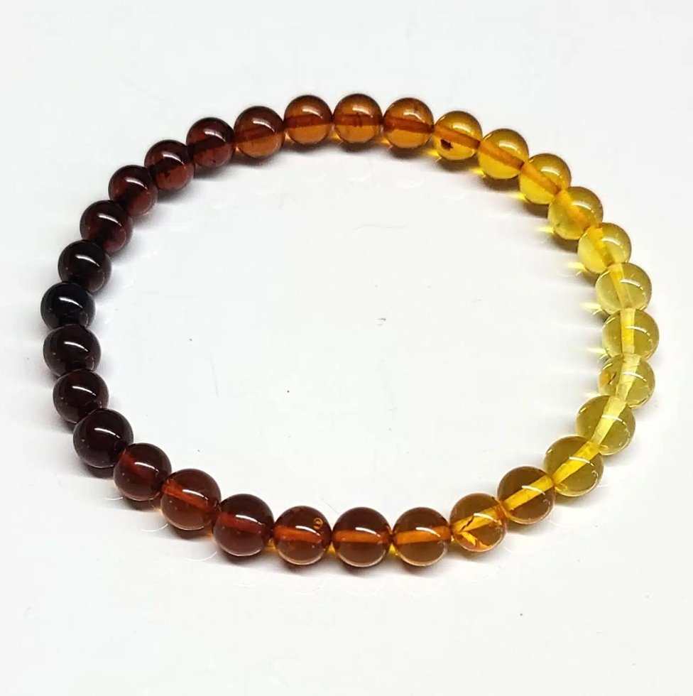 Amber Round Bead Bracelet 6mm - Dissolves Opposition