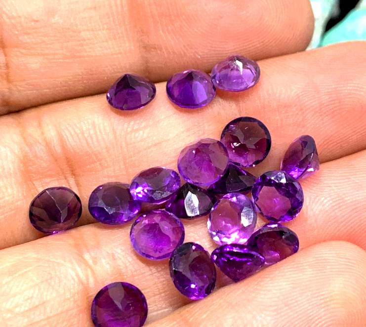 Amethyst Round Cut African Dark Purple Small AAA VS Nice