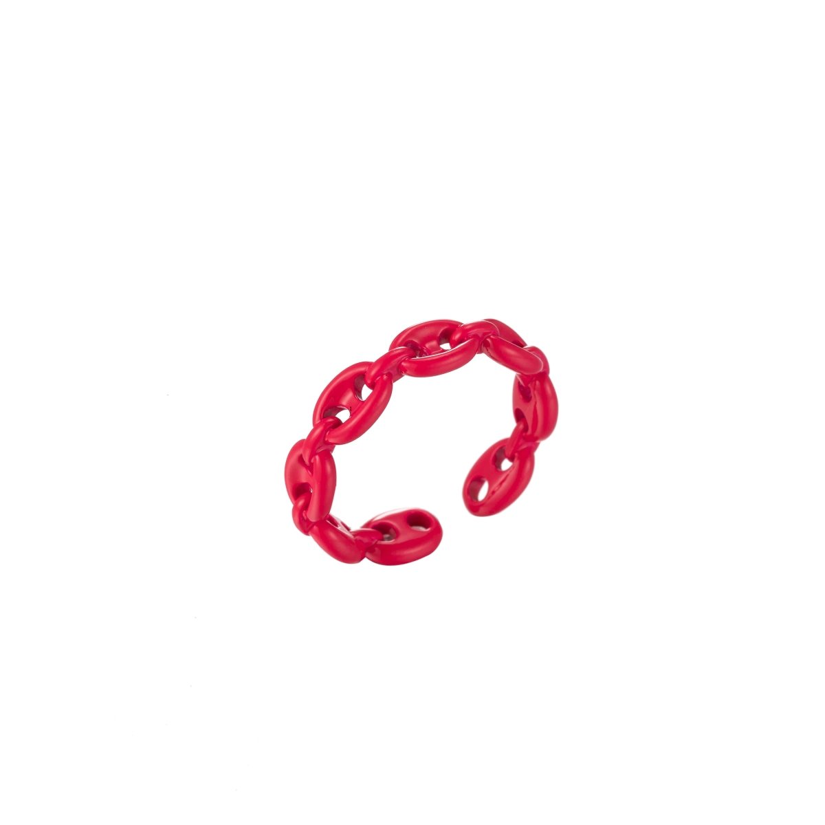 Anchor Ring Link Chain Ring Enamel Statement Jewelry Open Adjustable Ring Y2K Colorful Ring