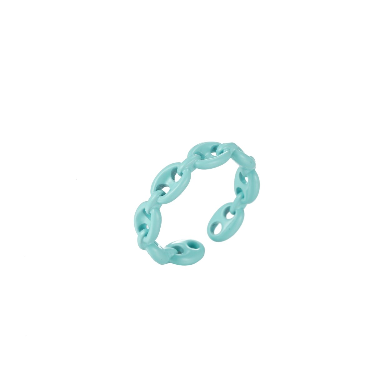 Anchor Ring Link Chain Ring Enamel Statement Jewelry Open Adjustable Ring Y2K Colorful Ring