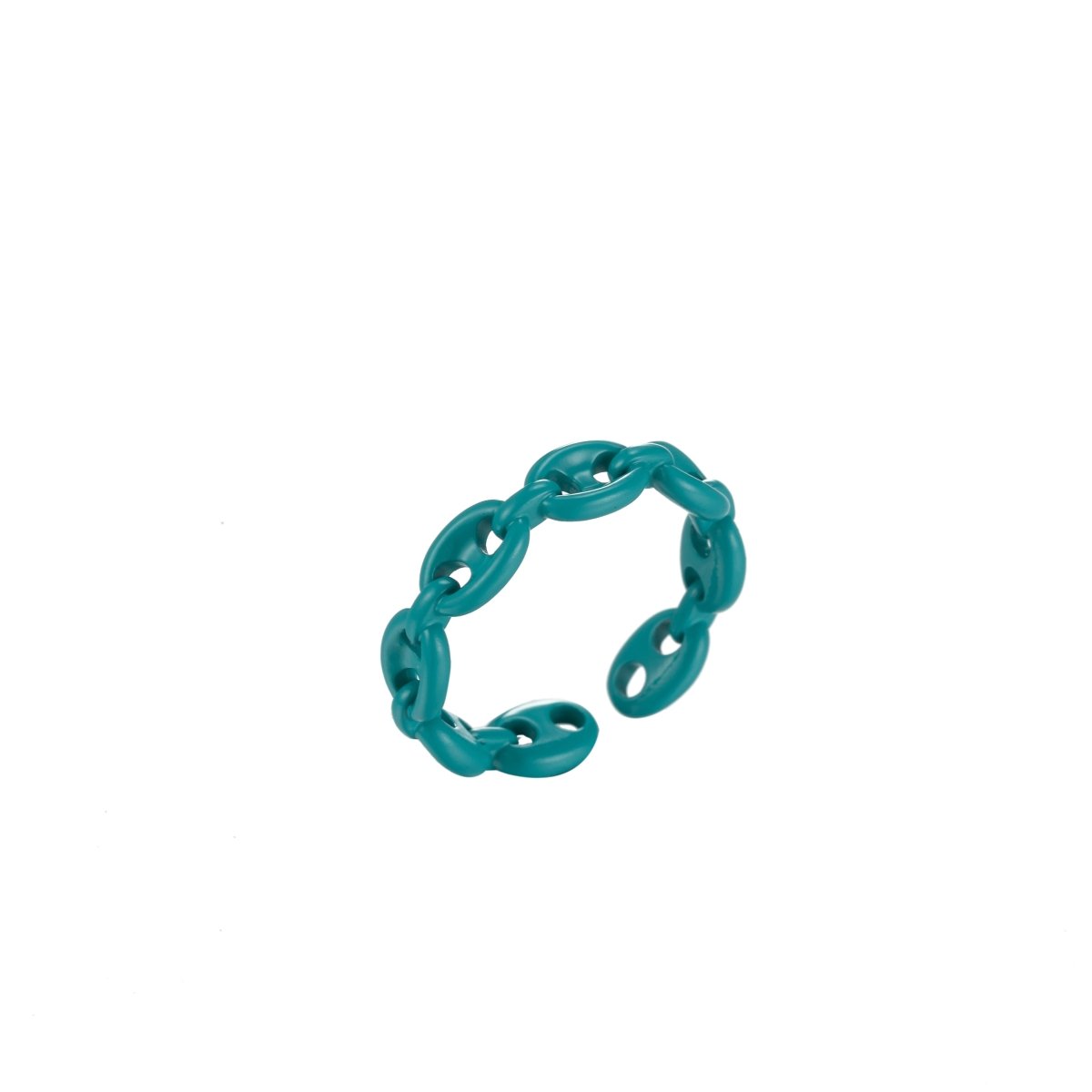 Anchor Ring Link Chain Ring Enamel Statement Jewelry Open Adjustable Ring Y2K Colorful Ring