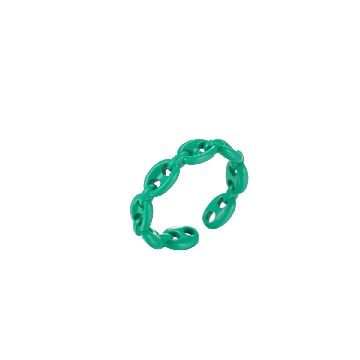 Anchor Ring Link Chain Ring Enamel Statement Jewelry Open Adjustable Ring Y2K Colorful Ring