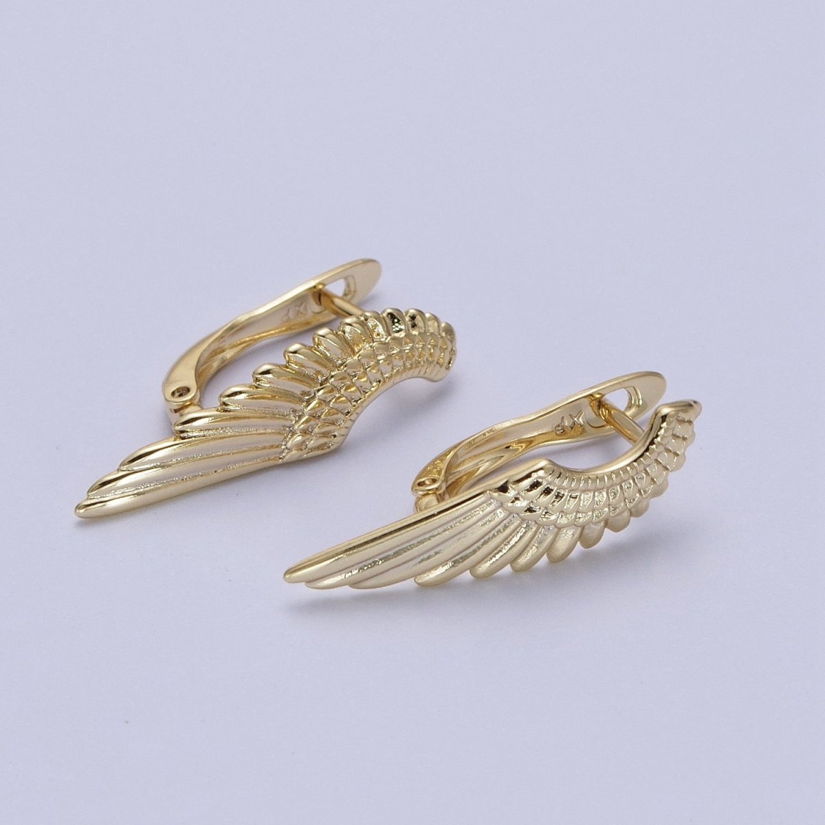Angel Wing Earrings, Gold Hoop Earrings With Wing, Tiny Hoop Earrings, Huggie Hoop Earrings, Minimalist Jewelry AE-1012