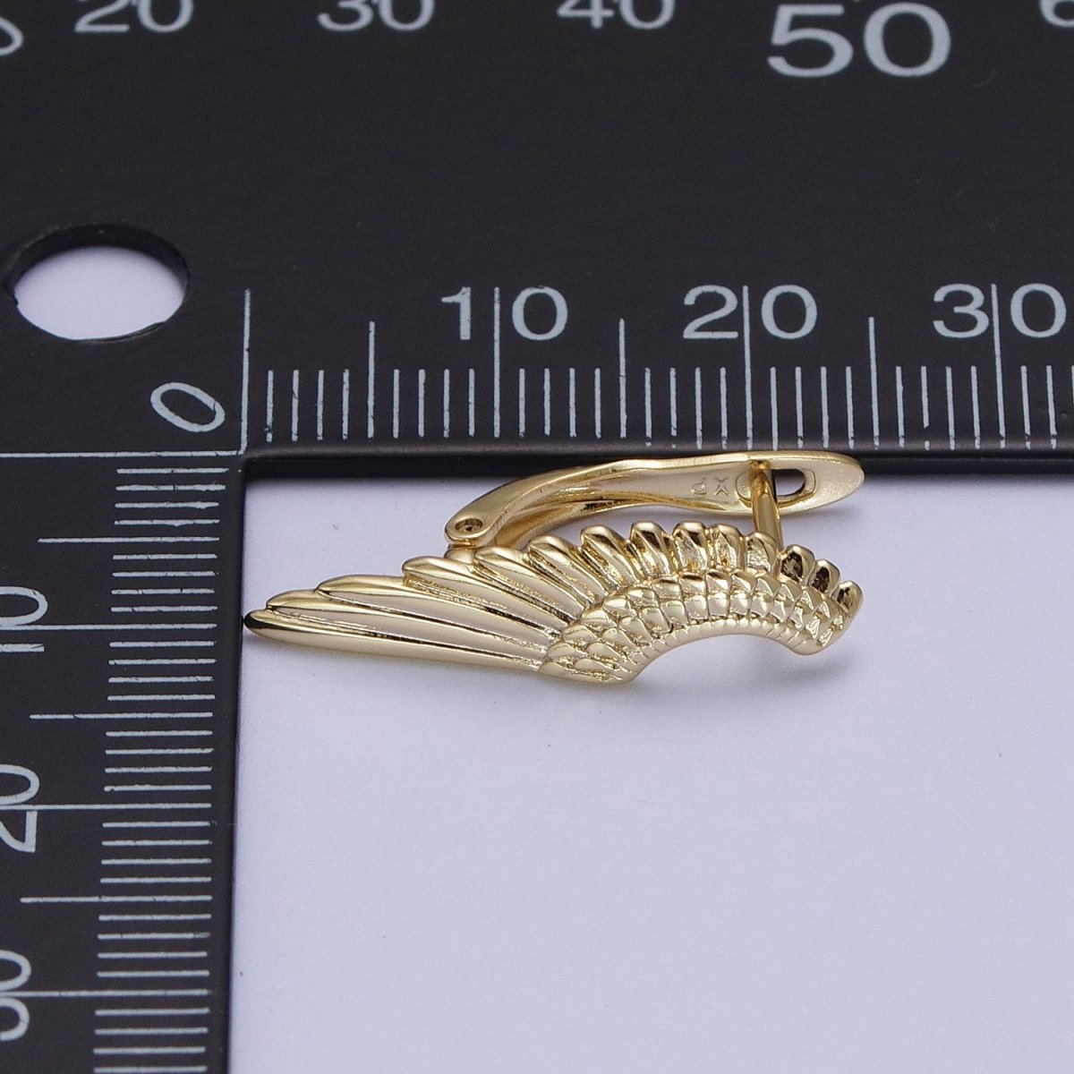 Angel Wing Earrings, Gold Hoop Earrings With Wing, Tiny Hoop Earrings, Huggie Hoop Earrings, Minimalist Jewelry AE-1012