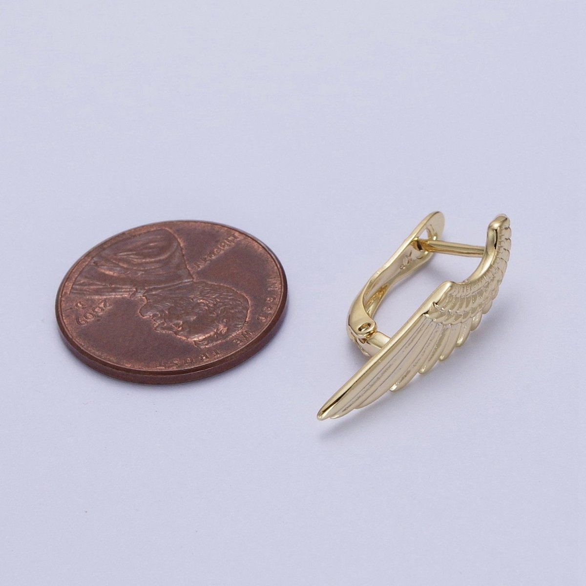Angel Wing Earrings, Gold Hoop Earrings With Wing, Tiny Hoop Earrings, Huggie Hoop Earrings, Minimalist Jewelry AE-1012