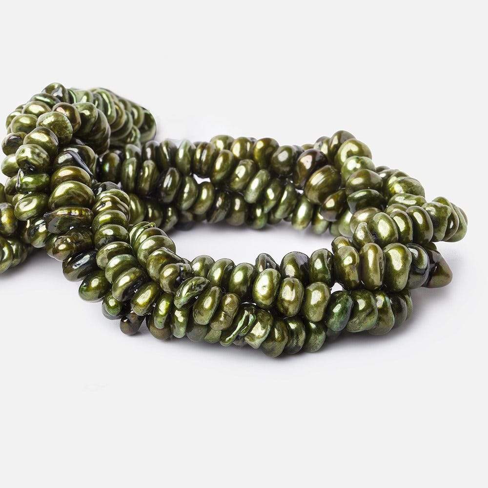 Asparagus Green Center Drill Keshi Freshwater Pearl