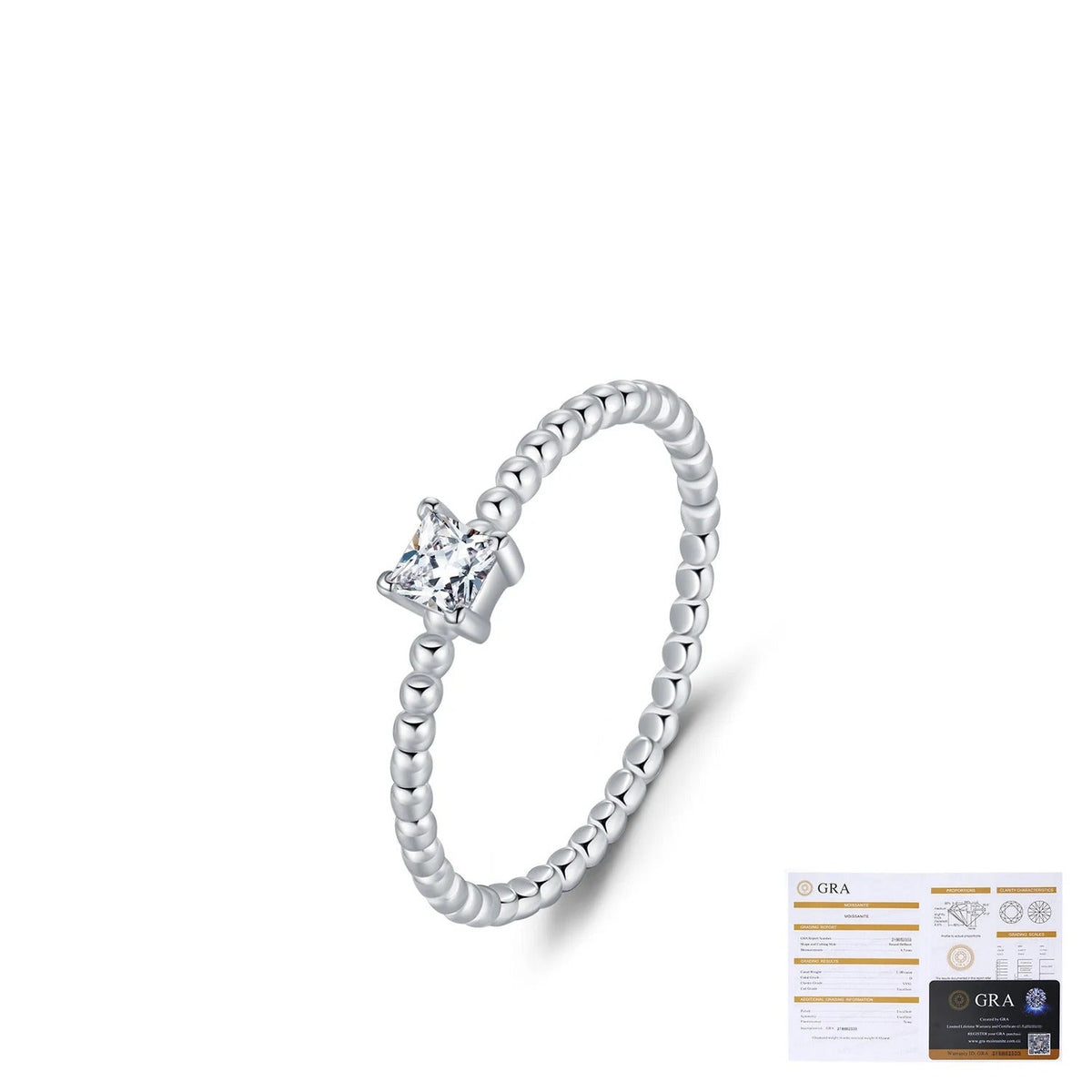 Geometric D-Color VVS1 Moissanite Solitaire Engagement Ring in Sterling Silver