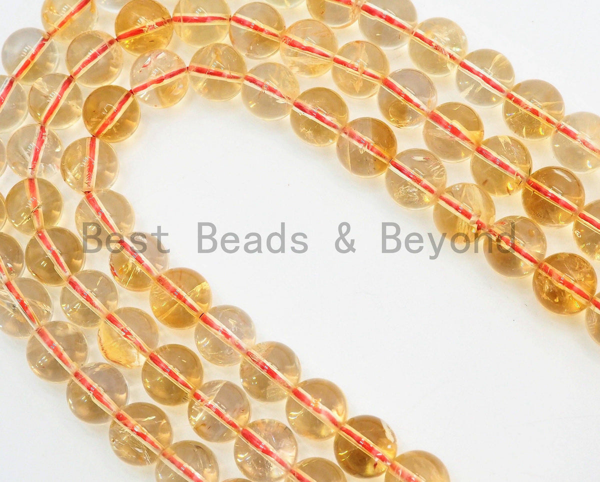 Quality Natural Citrine Beads,Round Smooth Yellow Gemstone Beads, ,SKU#U331c
