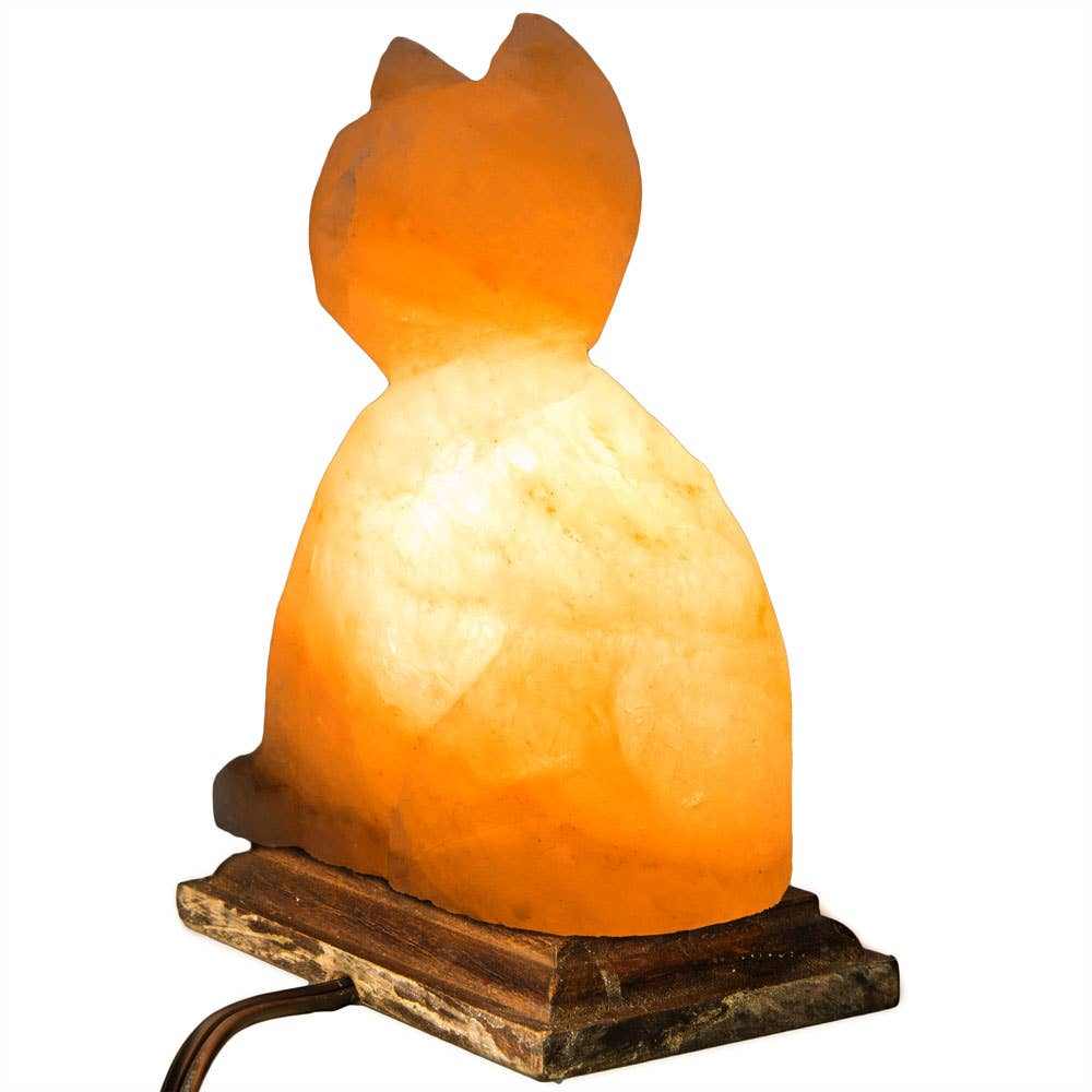 Cat Shaped Salt Lamp - 10" avg. - Cord, Bulb, Dimmer