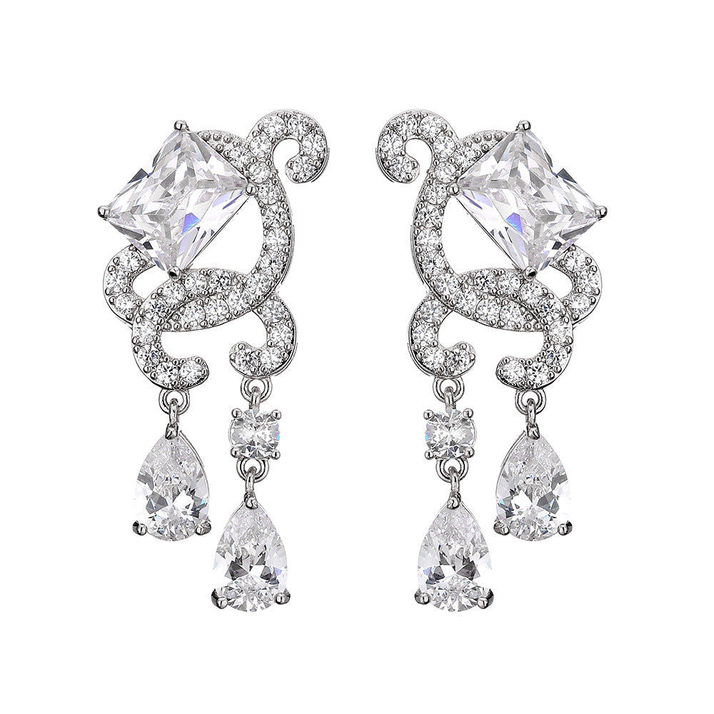 RAKOL Micro Pave Zircon Tassel Drop Earrings Shiny Dangle Ear Jewelry For Women