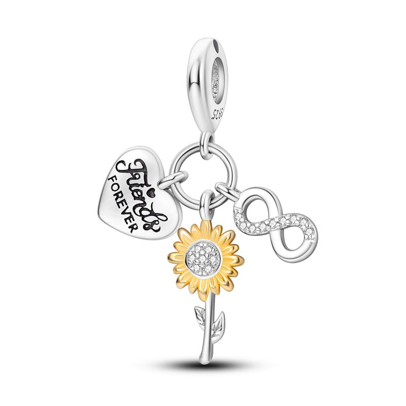 Sisterhood Friendship PendantSilverplated Beaded Heart Bestie Gift