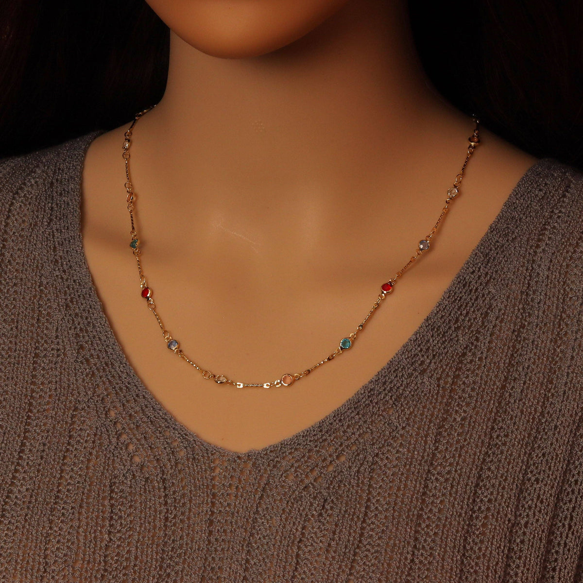 Colorful/Clear CZ Brass Wire Wrapped Gold Plated Chain by Yard- Link Findings, SKU#HX09