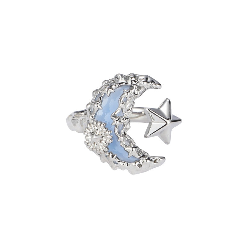 Lava Blue Moon Ring For Women Light Luxury High-End