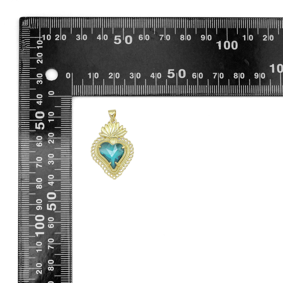 Big Crystal Gold Heart lotus flower Charm Pendant, Sku#LK1090