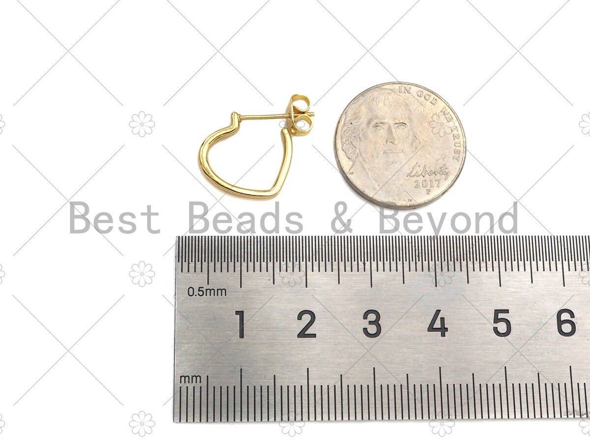 Gold Heart Stud Earrings, Sku#LD63