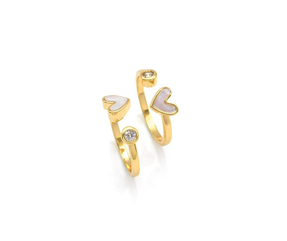 Gold Pearl Heart Dot Adjustable Ring, Sku#X372