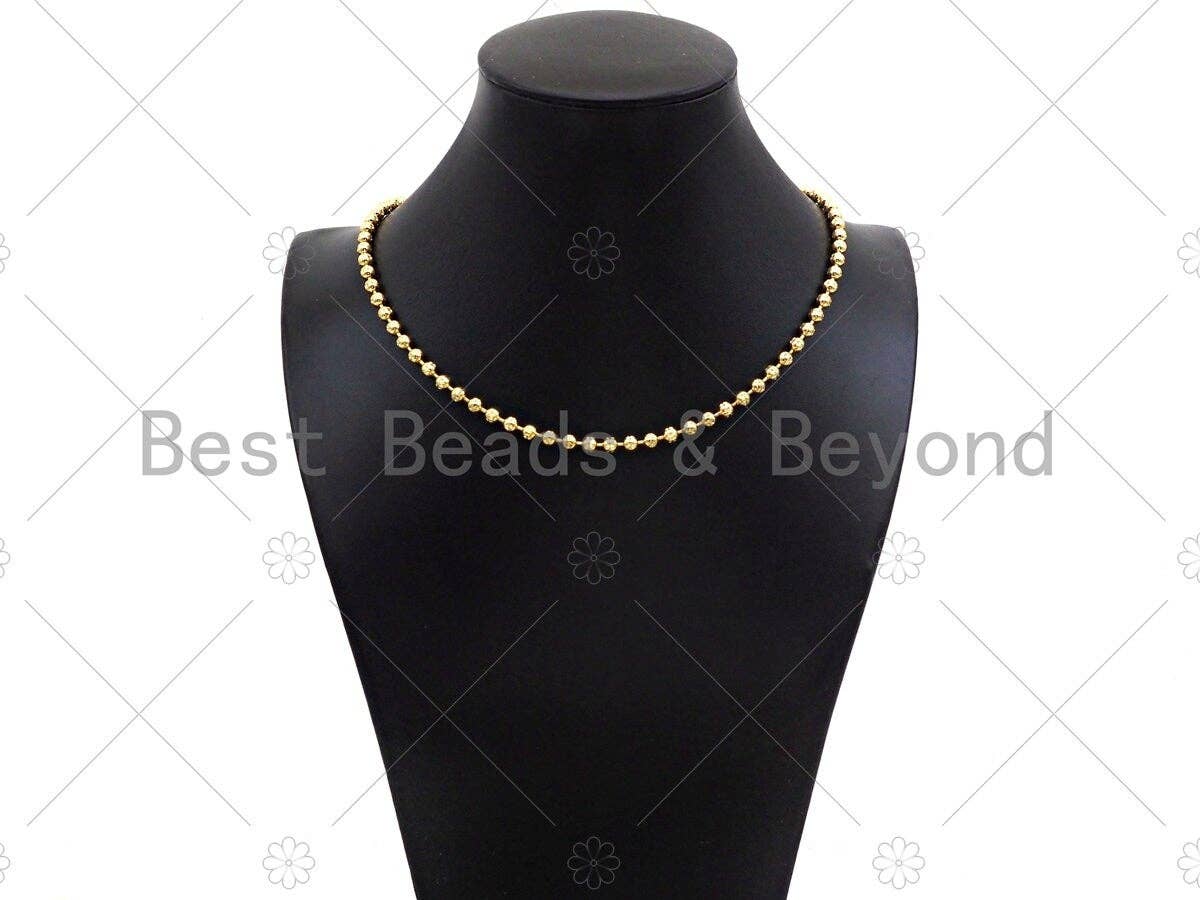 Star Patten Shinny Gold 4mm ball Beads Necklace Bracelet with Lock, Gold Ball beads Necklace, Ball beads Bracelet Necklace set, sku#LD75