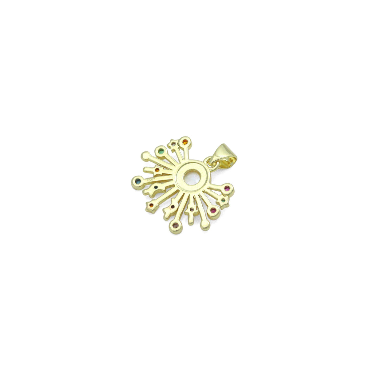 Colorful CZ Radial Moonstone Sun Charm Pendant,Sku#LX872