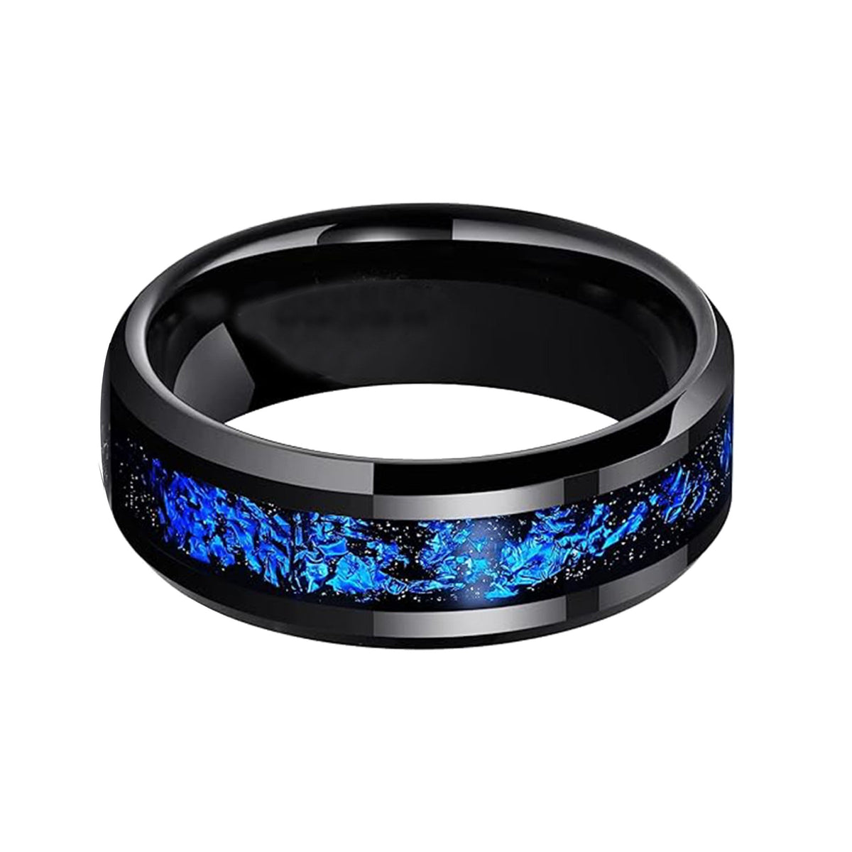 Tungsten Steel Blue Meteor Ring