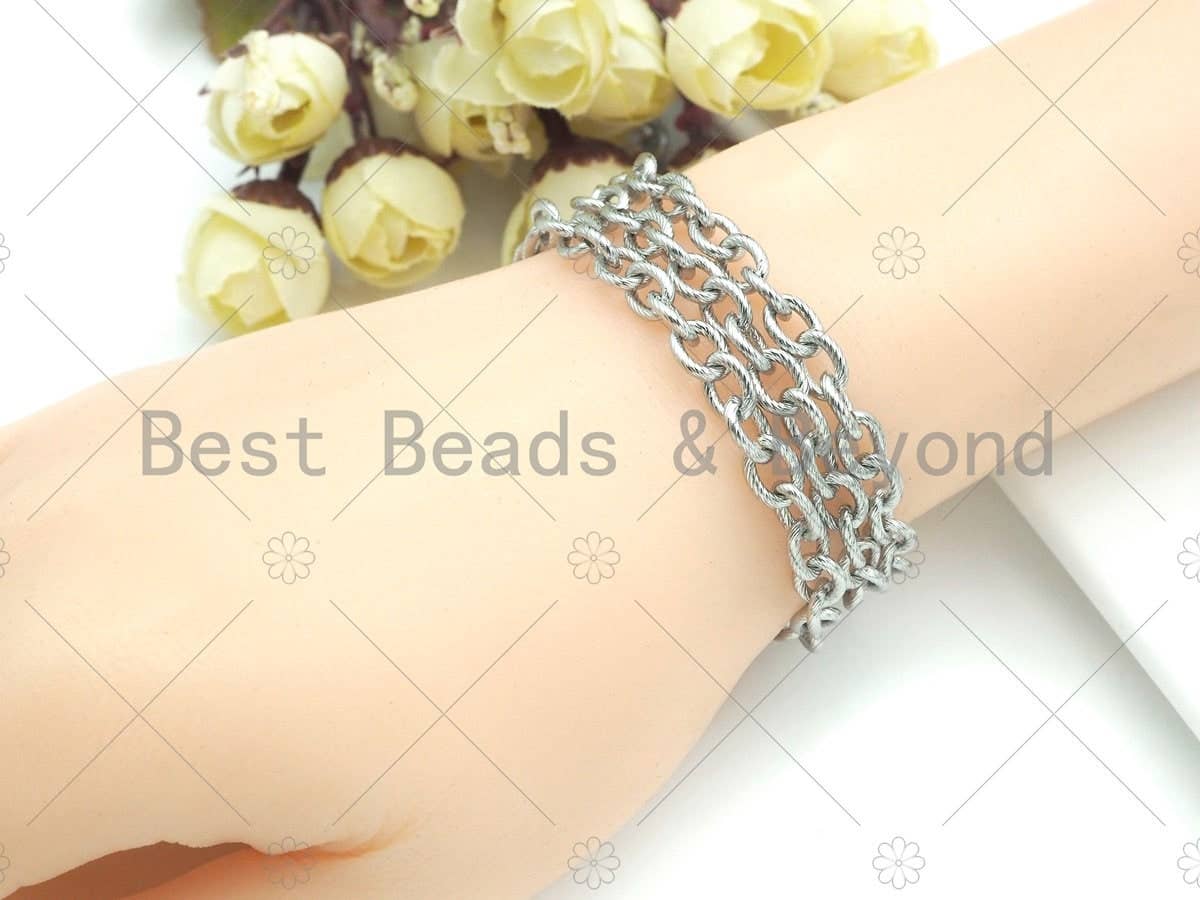 6x8mm Quality Stainless Steel Oval Link Chain by Yard, Texturized Oval Chain, Silver Unfinished Jewelry Chains, Wholesale Chain, sku#A100