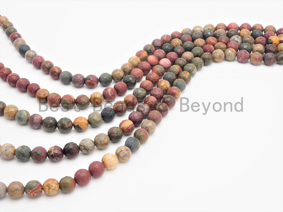 Natural Faceted Round Red Picasso Jasper beads, SKU#U387