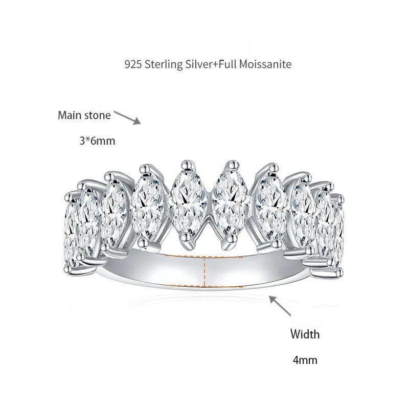 Half-Eternity Engagement Ring with Brilliant D-Color VVS1 Moissanite Stones – 3ct Total Weight, 18K Gold-Plated Sterling Silver