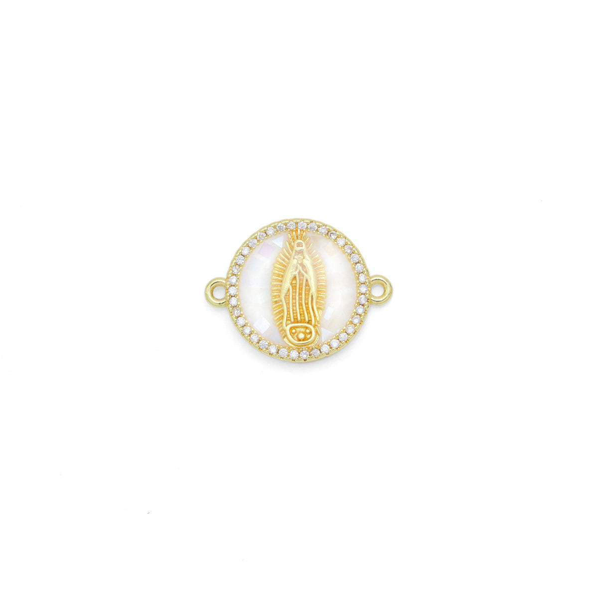Mother-of-pearl Virgin Mary Connector Charm Pendant, Sku#WL14