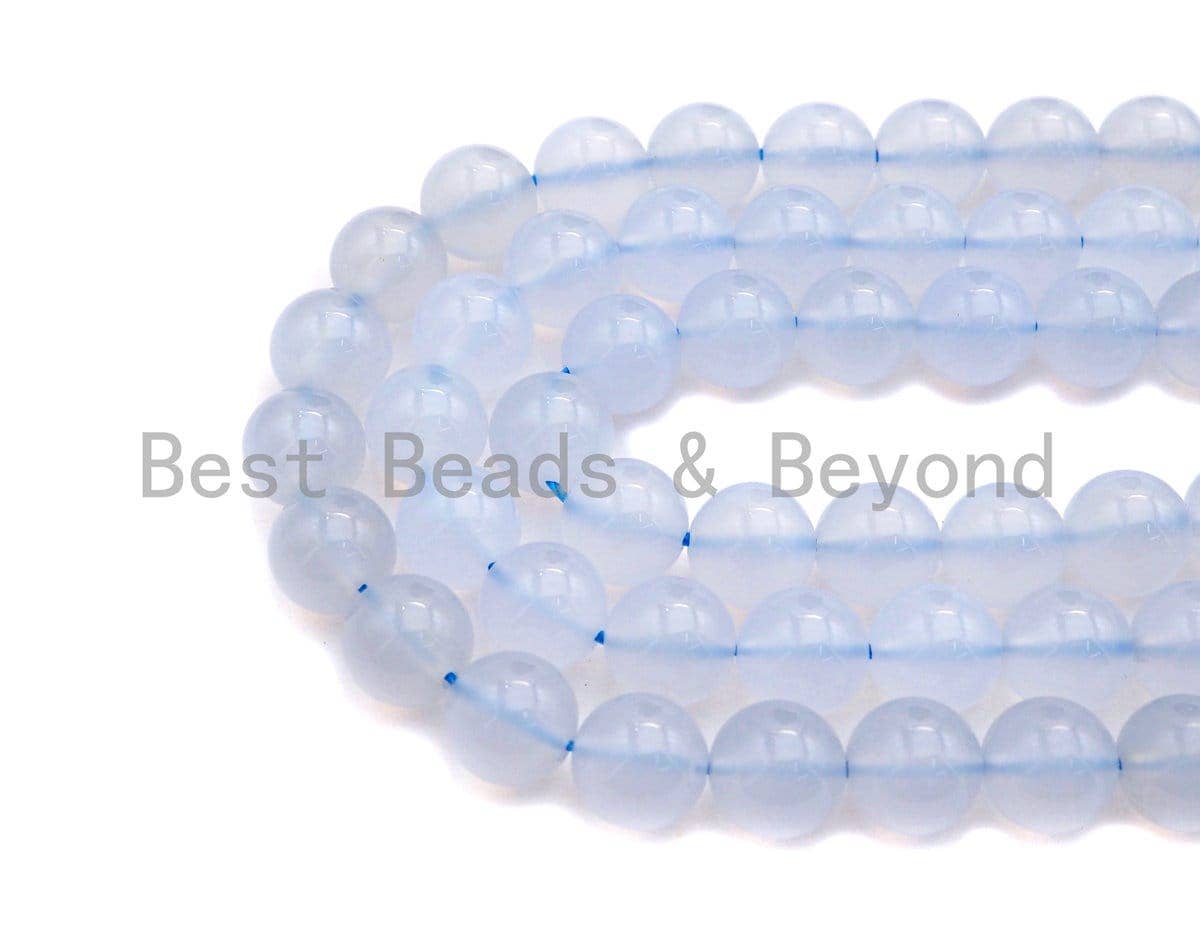 High Quality Blue Chalcedony Round Smooth 8mm/10mm, Blue Chalcedony Beads, Sku#U574