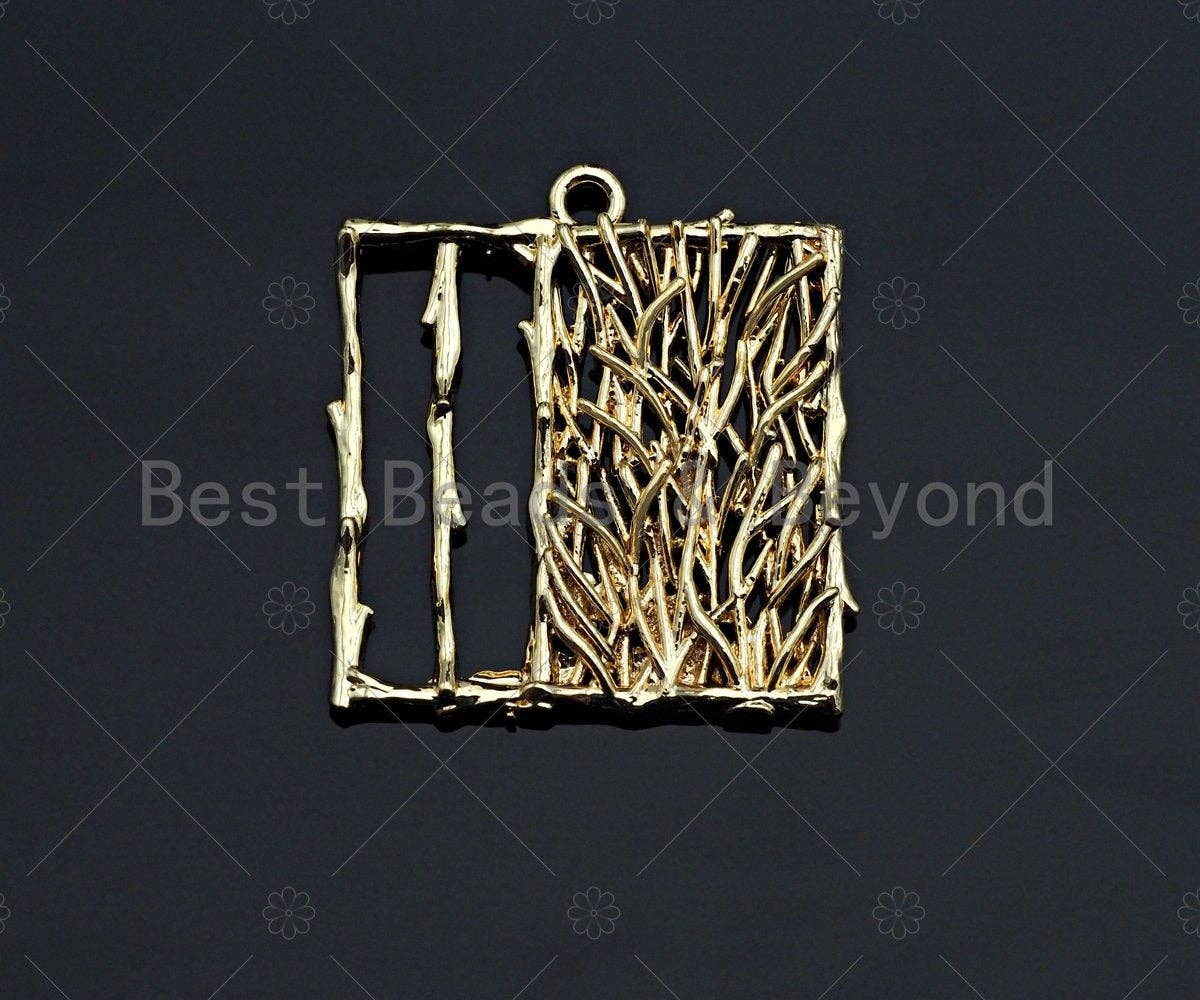 Filigree Gold Lacy Charm, Star/Square/Rectangular Shape Brushed Gold Twisted Wire Charm Pendants for Earrings necklace making, sku#CP08