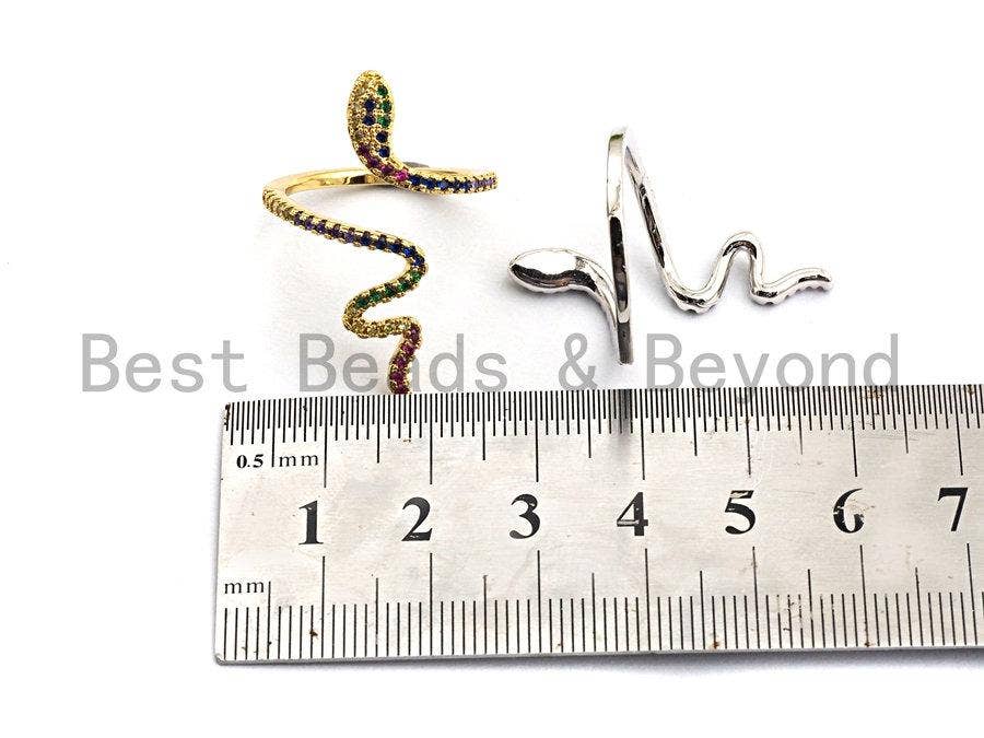 Colorful CZ  Snake Shape Ring, Sku#X42