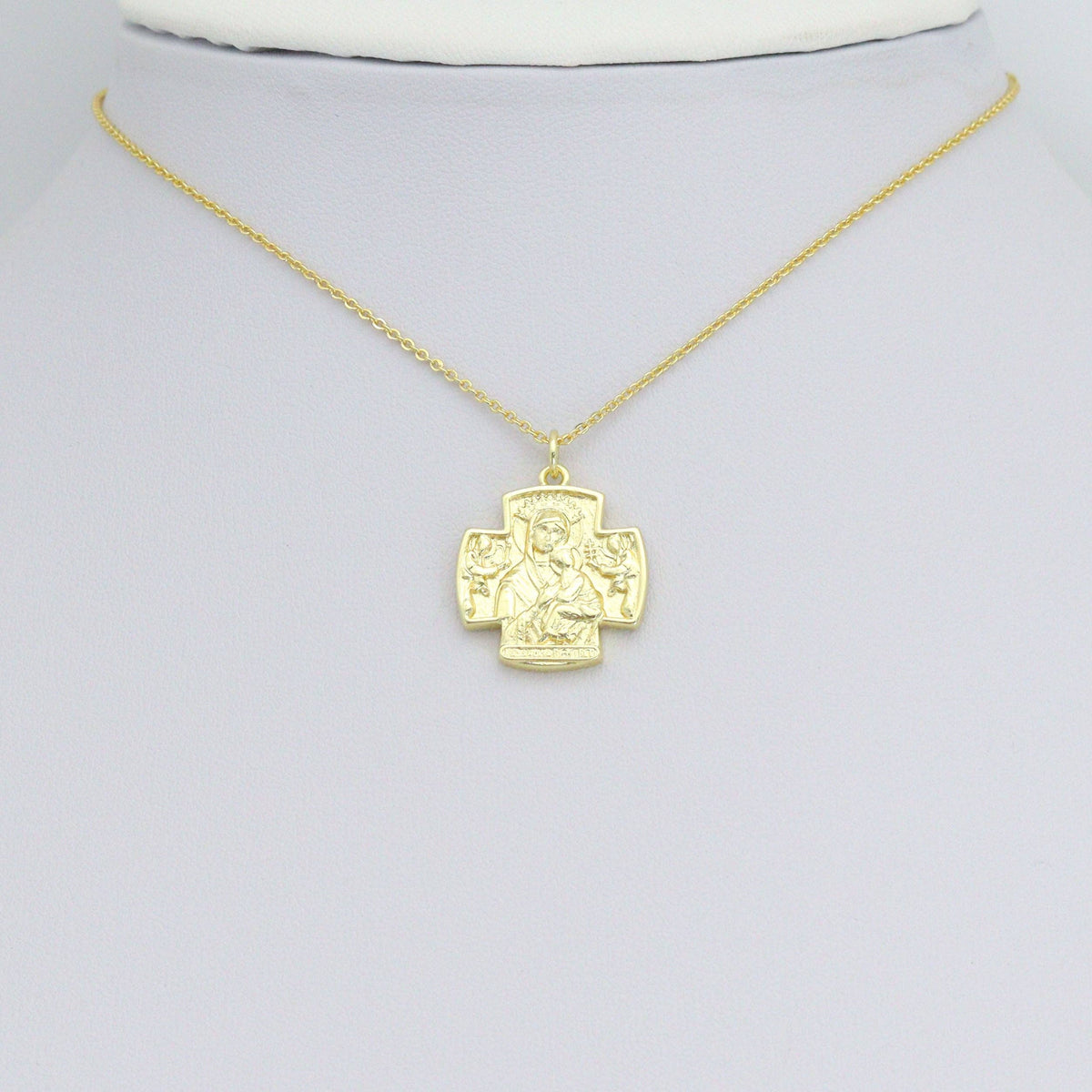 Gold Silver Virgin Mary Hammered Cross Charm Pendant, Sku#L728