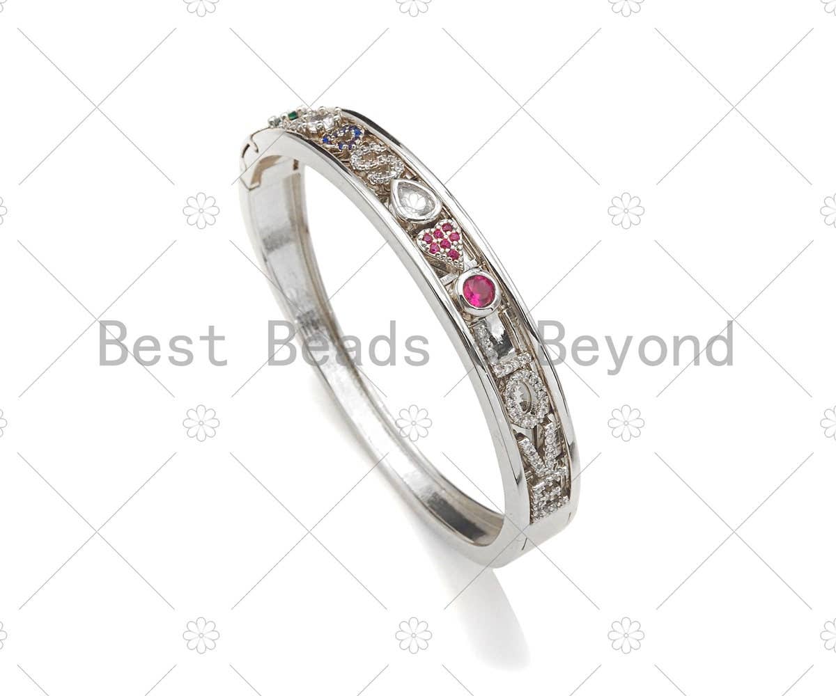 Silver Personalized Charm Bangle, charm bangle, letter Bangle, Name Bangle, sku#X191