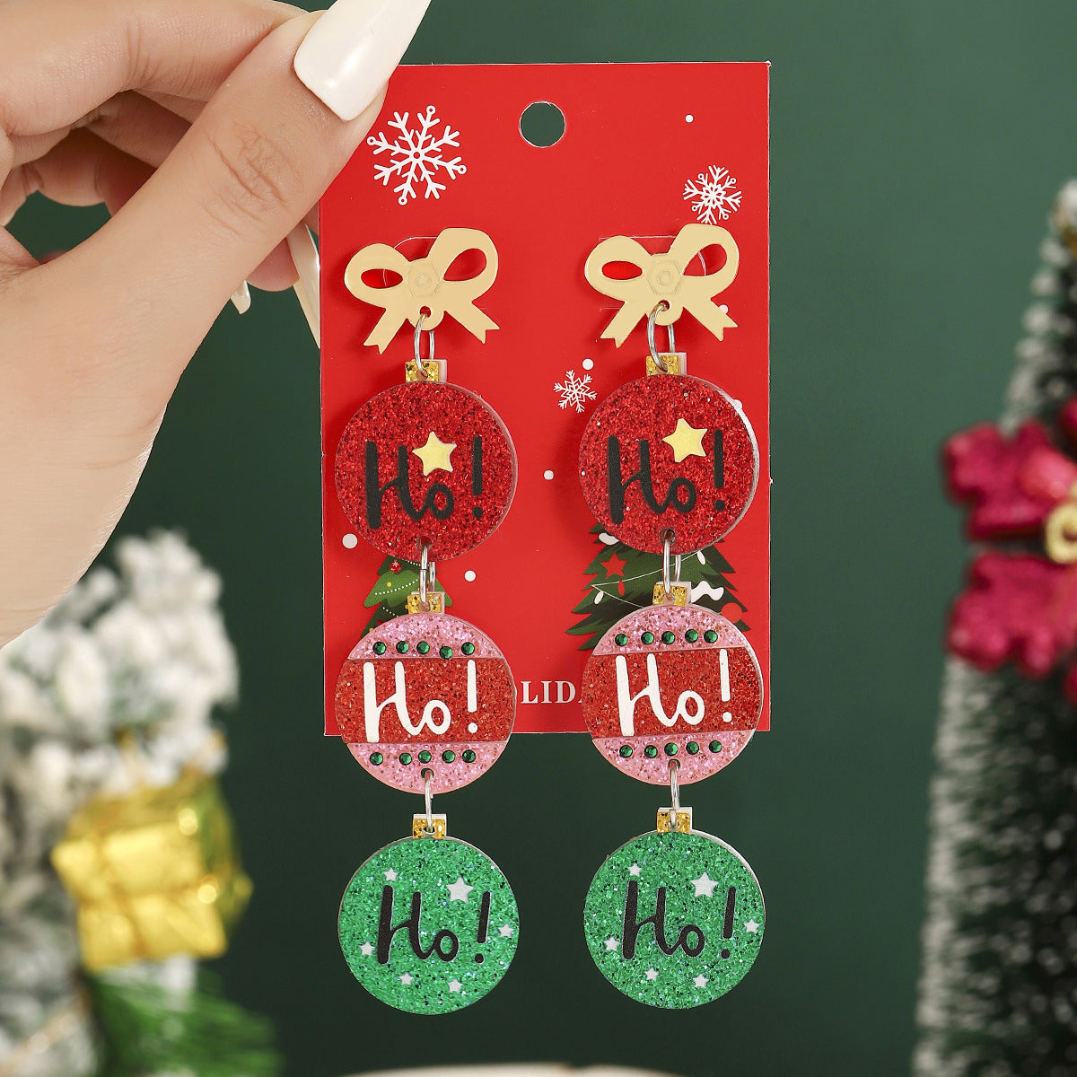 European And American Cross-Border Hot Selling New Christmas Pendant Earrings Cartoon Diamond Alloy Material Christmas Earrings Series Wholesale