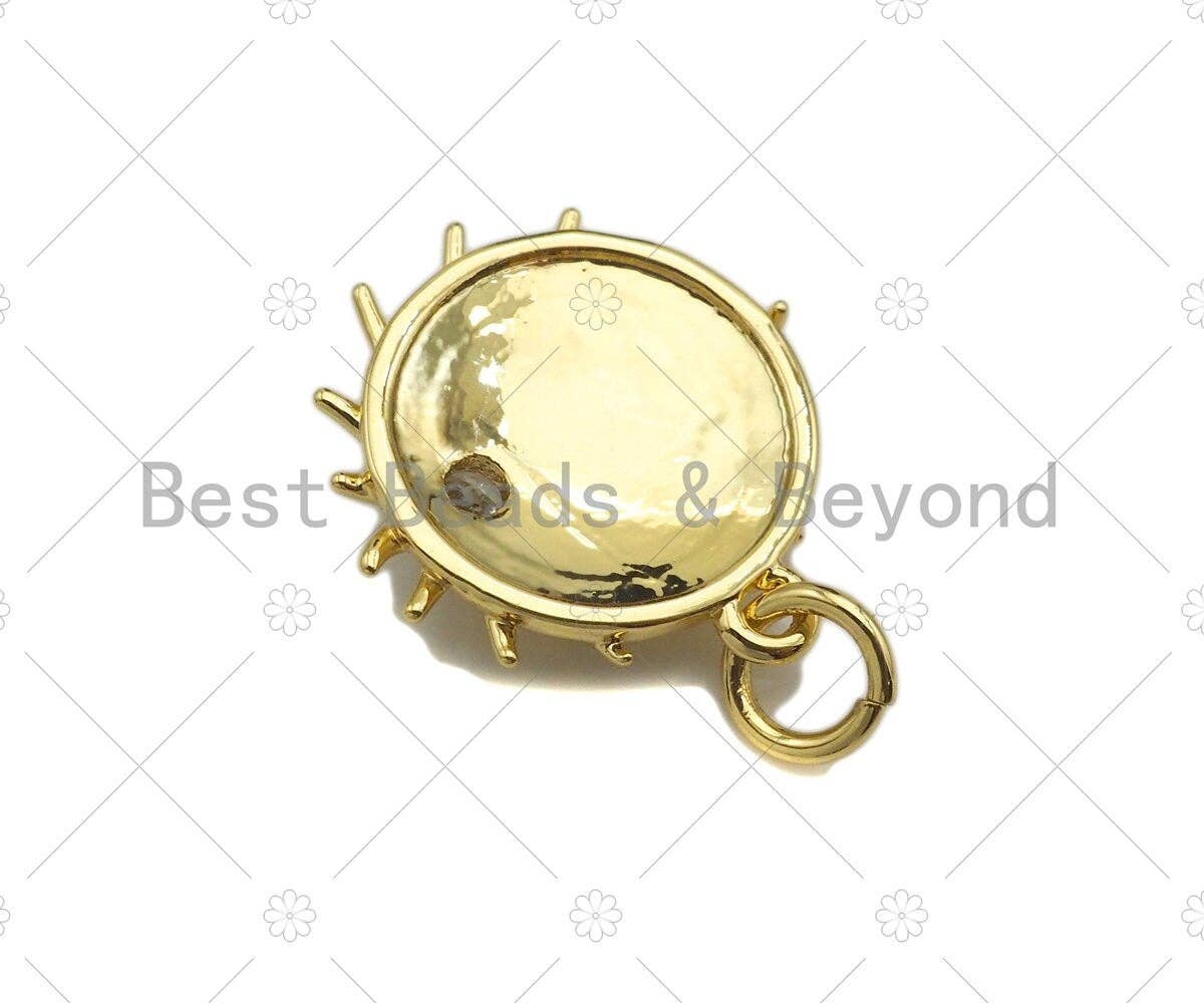 Clear CZ Micro Pave Shining Star Coin Pendant,Cubic Zirconia Star Charm,Gold/Silver Tone,15x17mm,sku#L348