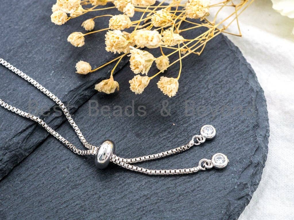 Sliding Adjustable Chain Bracelet, Evil Eye Bracelet, 8mm Turquoise Beaded Bracelet, Thin Link Bracelet, Silver Gold Bracelet, SKU#A48