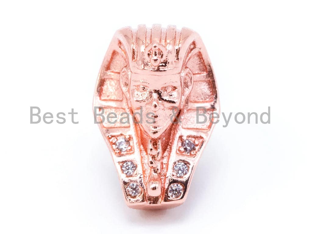 CZ Micro Pave Sphinx Egyptian Pharaoh Head Beads, CZ Sphinx beads,Men Bracelet Charms,Cubic Zirconia Pave Spacer Beads, 15x11mm, sku#G210