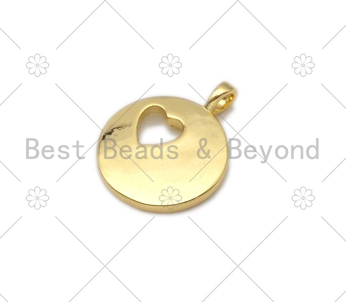 Colorful Enamel Hollow Out Heart On Round Coin Pendant,18K Gold Filled Heart Charm,Enamel Pendant,Enamel Jewelry,23x18mm,sku#L587