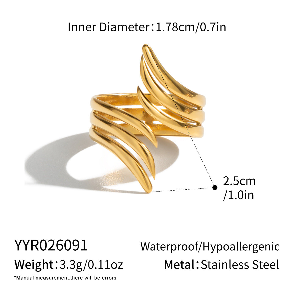 Stainless Steel Open Ring 18K Gold-plated