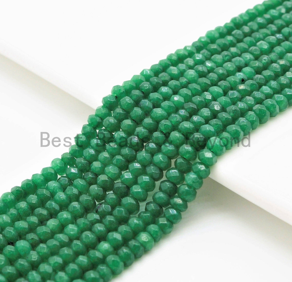 2x3mm/2x4mm Dyed Emerald Jade beads, Faceted Rondelle Green Jade beads, Green Gemstone Beads, 15.5inch strand, SKU#U325