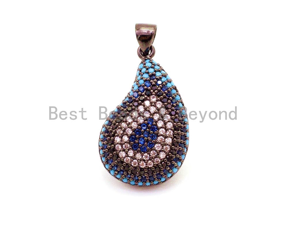CZ Micro Pave Evil Eye Teardrop Pendant,Cubic Zirconia Pendant,15x29mm, Sku#F17