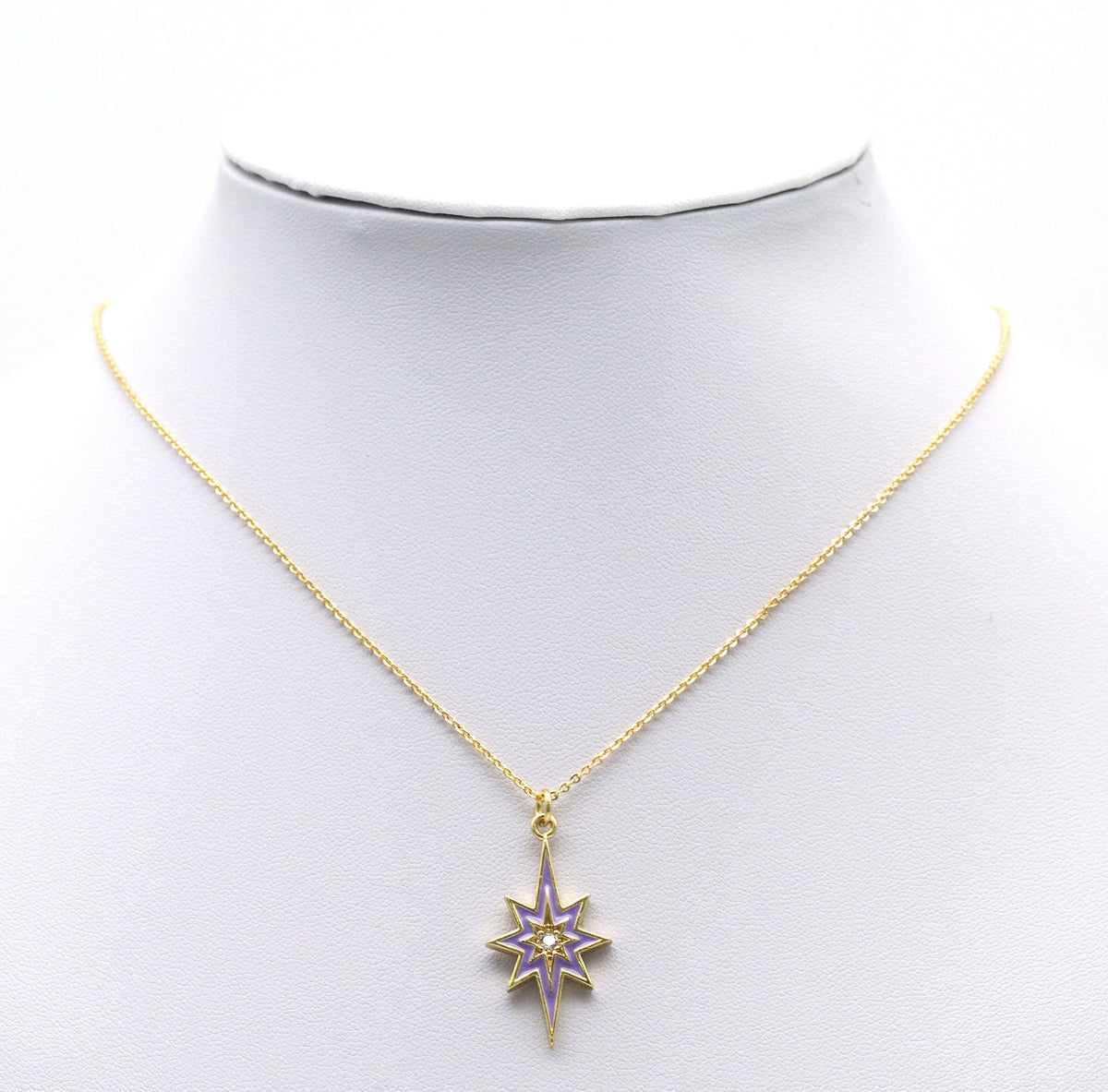 Gold CZ Enamel North Star Charm, Sku#L710