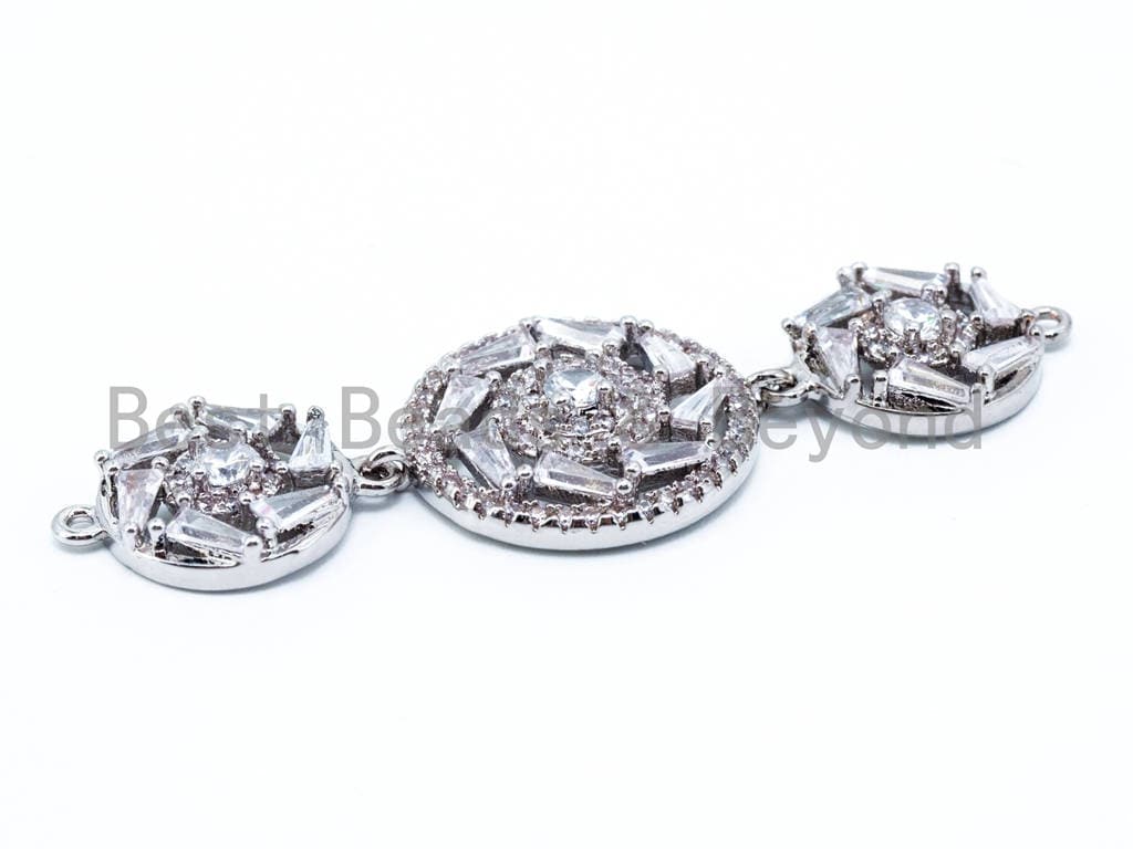 CZ Micro Pave Flower Connector for Bracelet/Necklace, Link Connector, Spacer Connector,  16x50mm,sku#M192